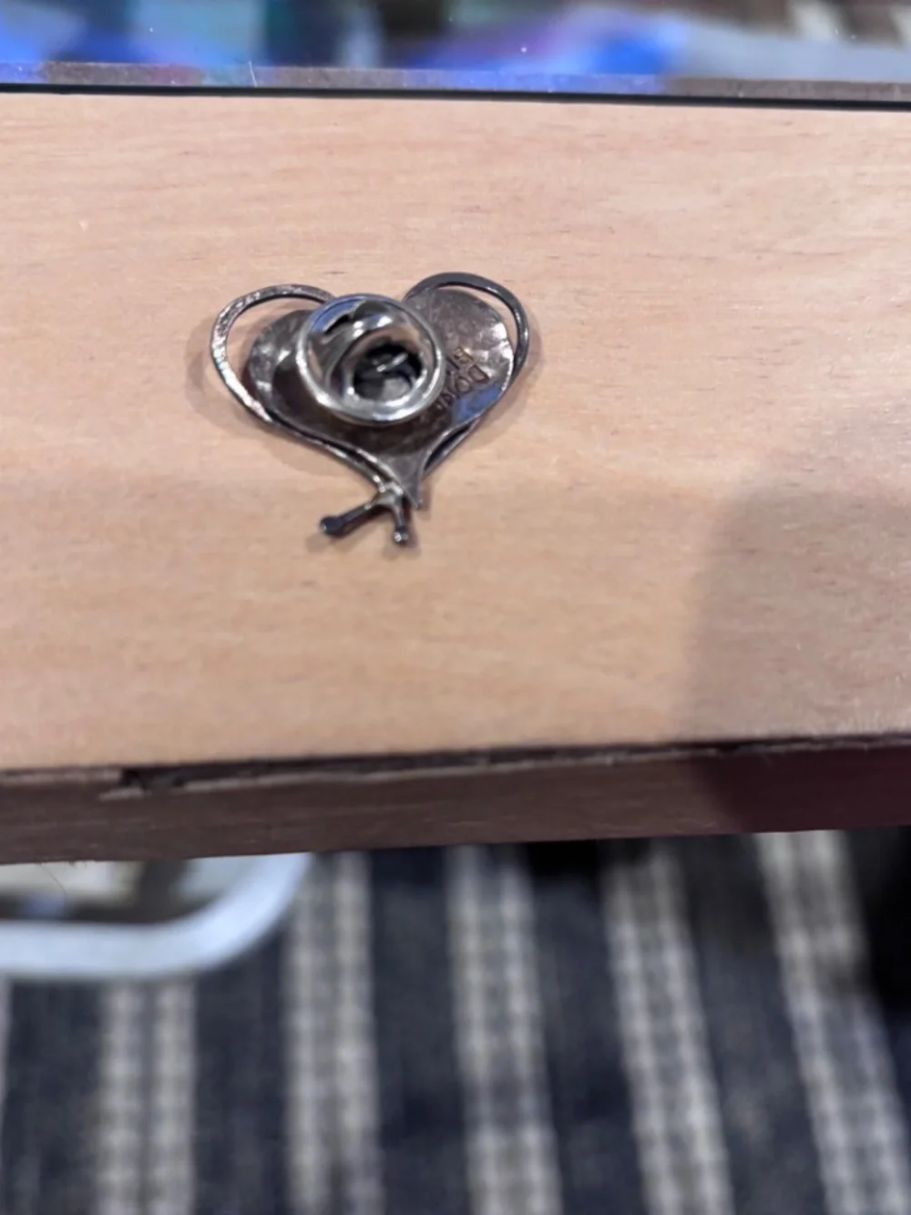 2 vintage Donna Burdick double heart sterling silver pins